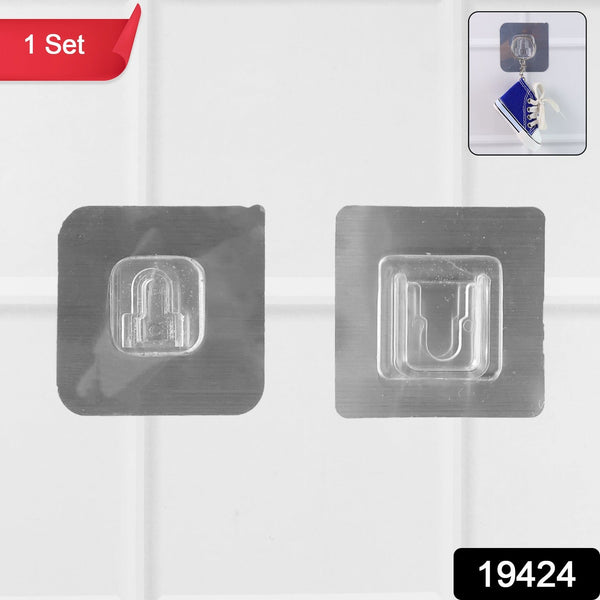 Reusable Clear Sticky Wall Hook Set