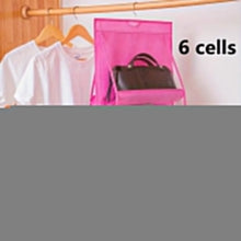 6 Pockets Hanging Purse Handbag Organizer Clear Hanging Shelf Bag (1 Pc)